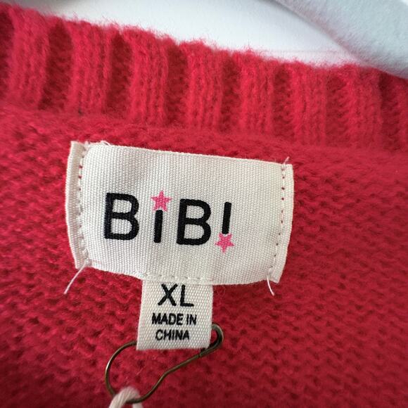 BIBI Sequin Christmas Sweater Merry and Bright Red Holiday XL - Picture 4 of 7